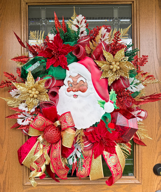African American Santa Christmas Wreath | Santa Claus Wreath | Christmas Porch Decor
