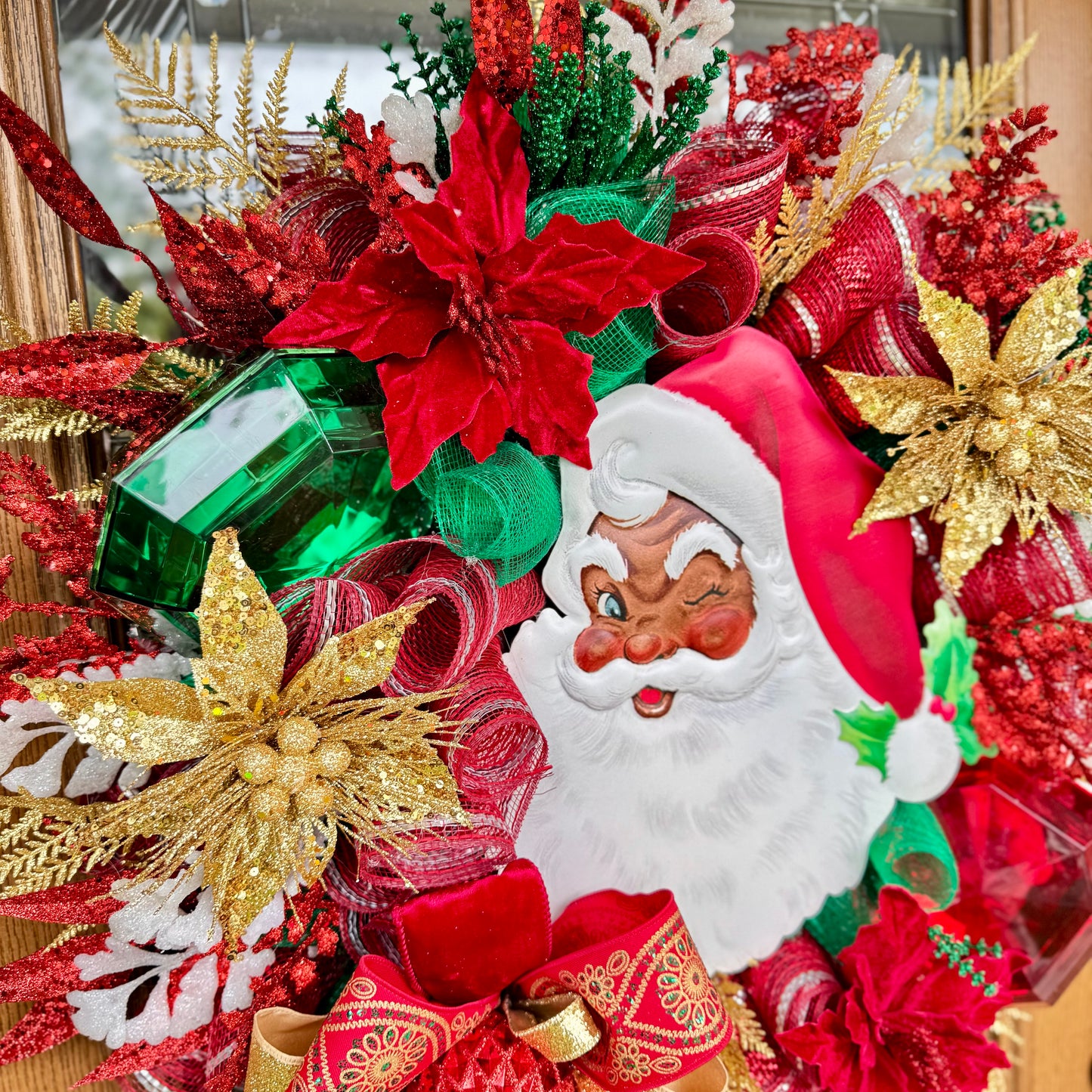 African American Santa Christmas Wreath | Santa Claus Wreath | Christmas Porch Decor