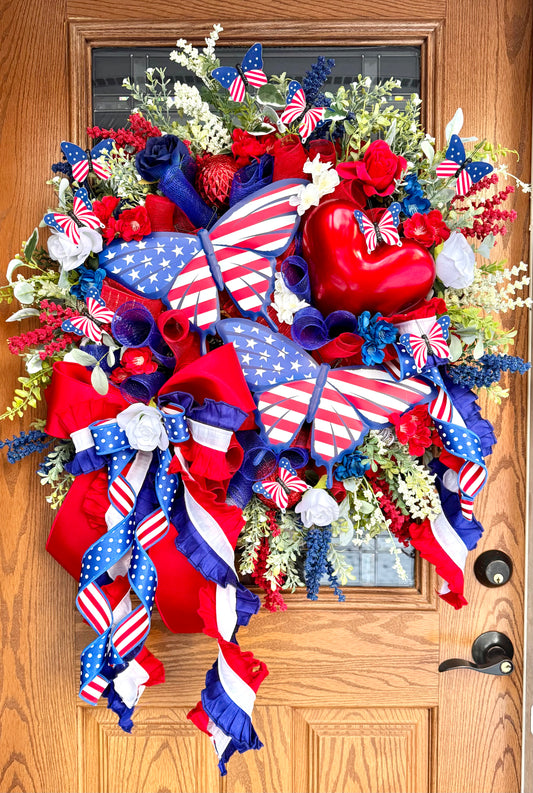 Butterfly Patriotic Wreath | 4th of July Wreath | Fourth Of July Decor