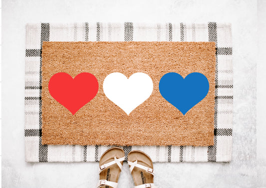 Patriotic Hearts Doormat