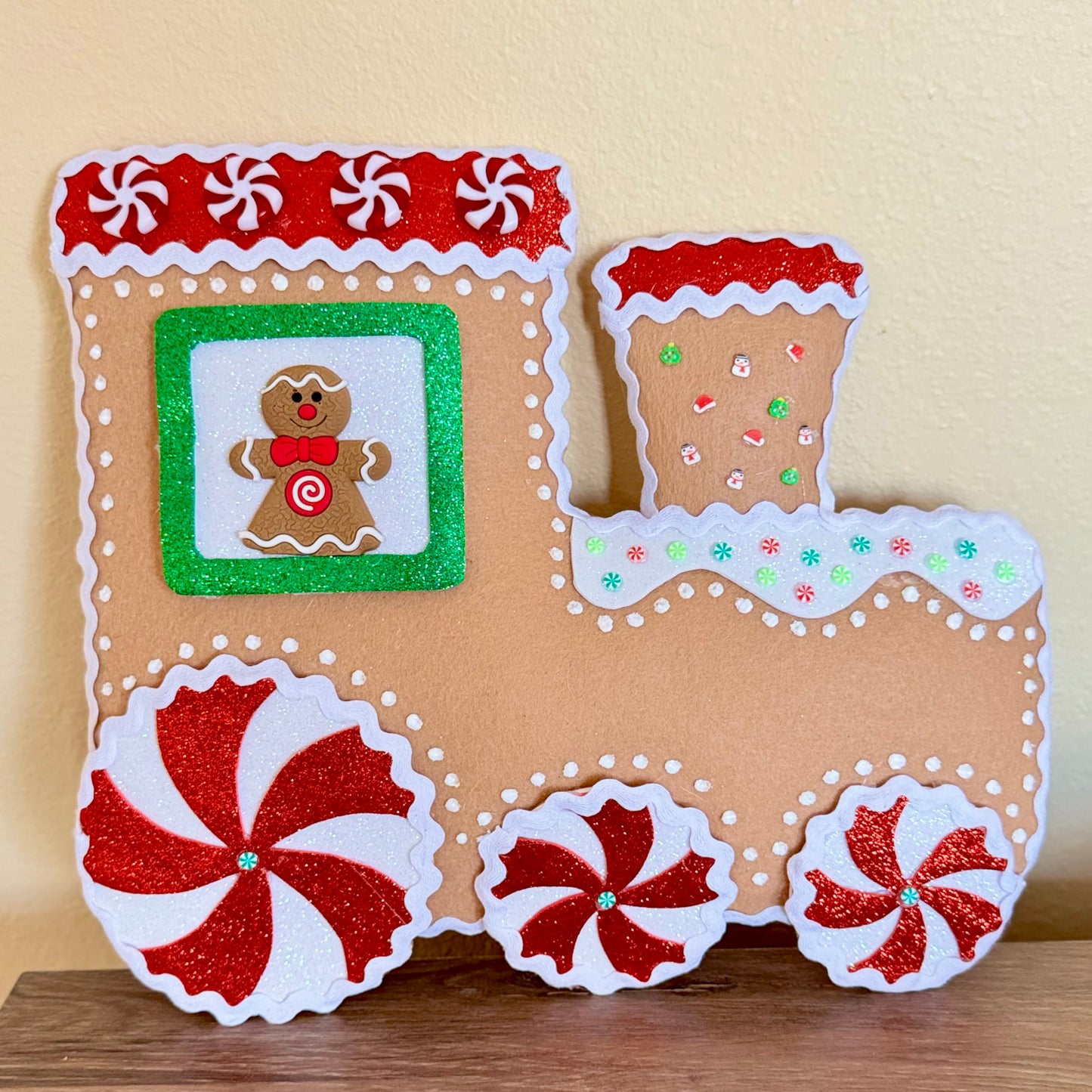 Gingerbread Train Christmas Wreath Attachment