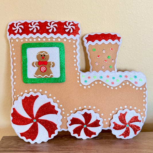 Gingerbread Train Christmas Wreath Attachment