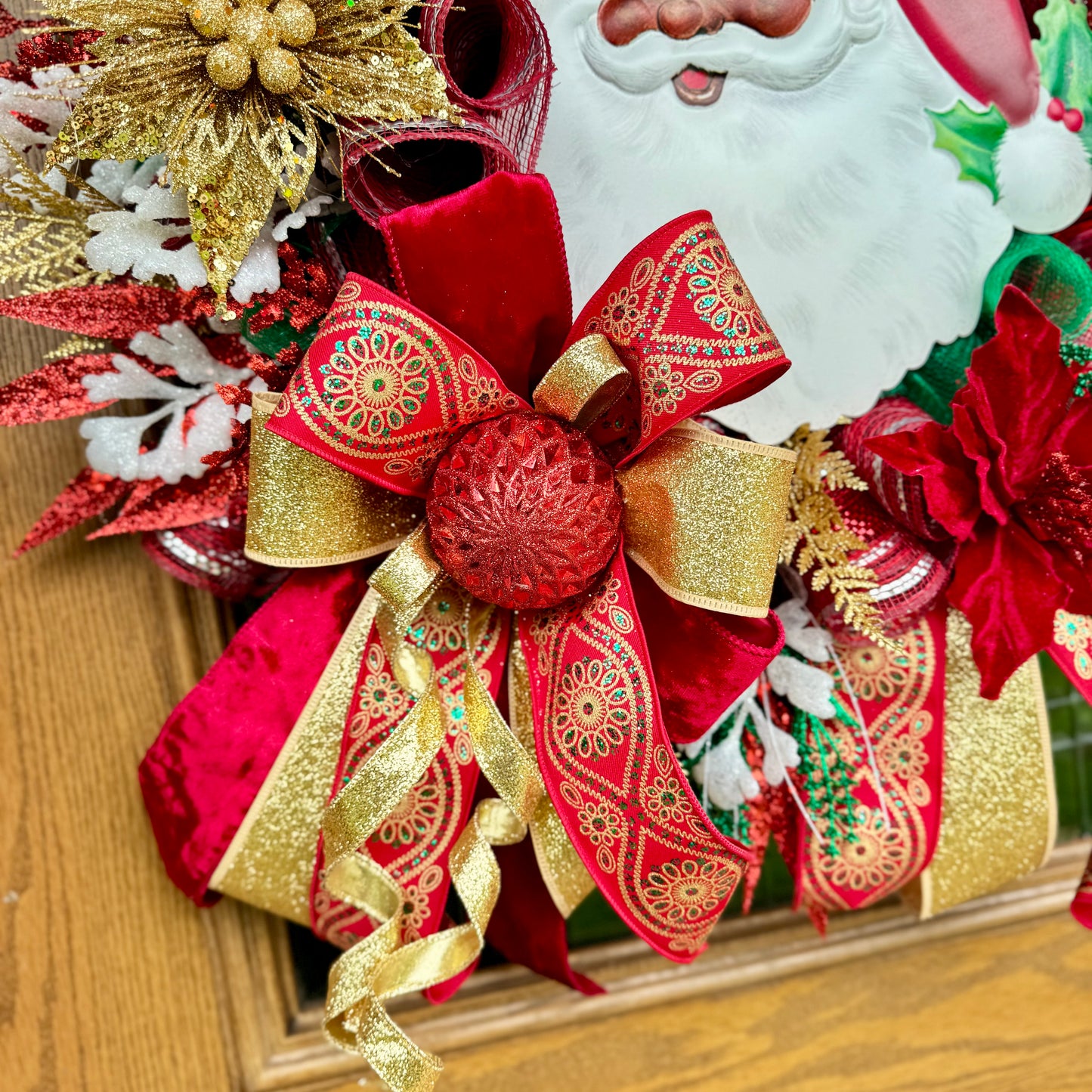 African American Santa Christmas Wreath | Santa Claus Wreath | Christmas Porch Decor