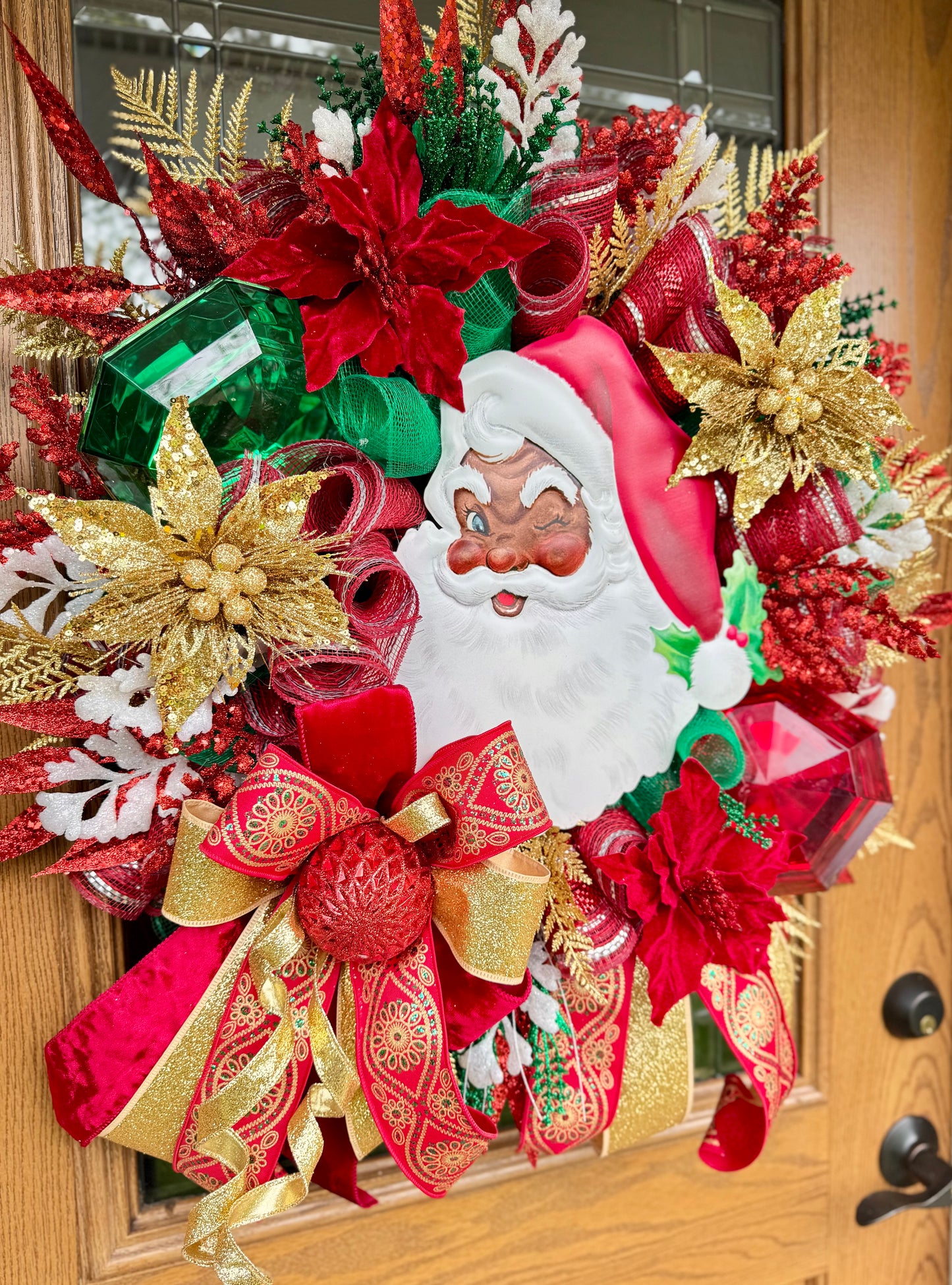 African American Santa Christmas Wreath | Santa Claus Wreath | Christmas Porch Decor