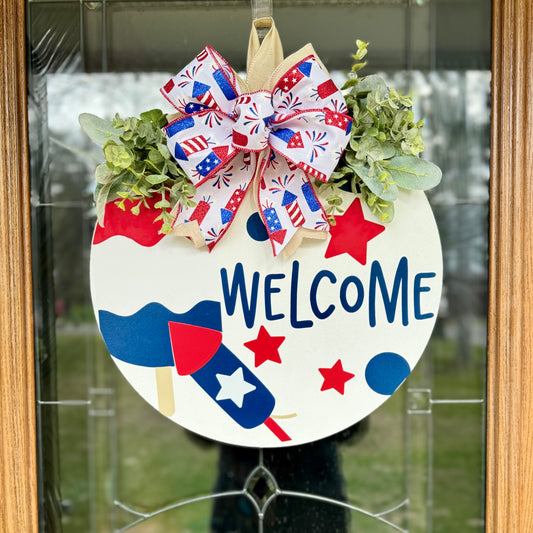 Patriotic  Welcome Door Hanger