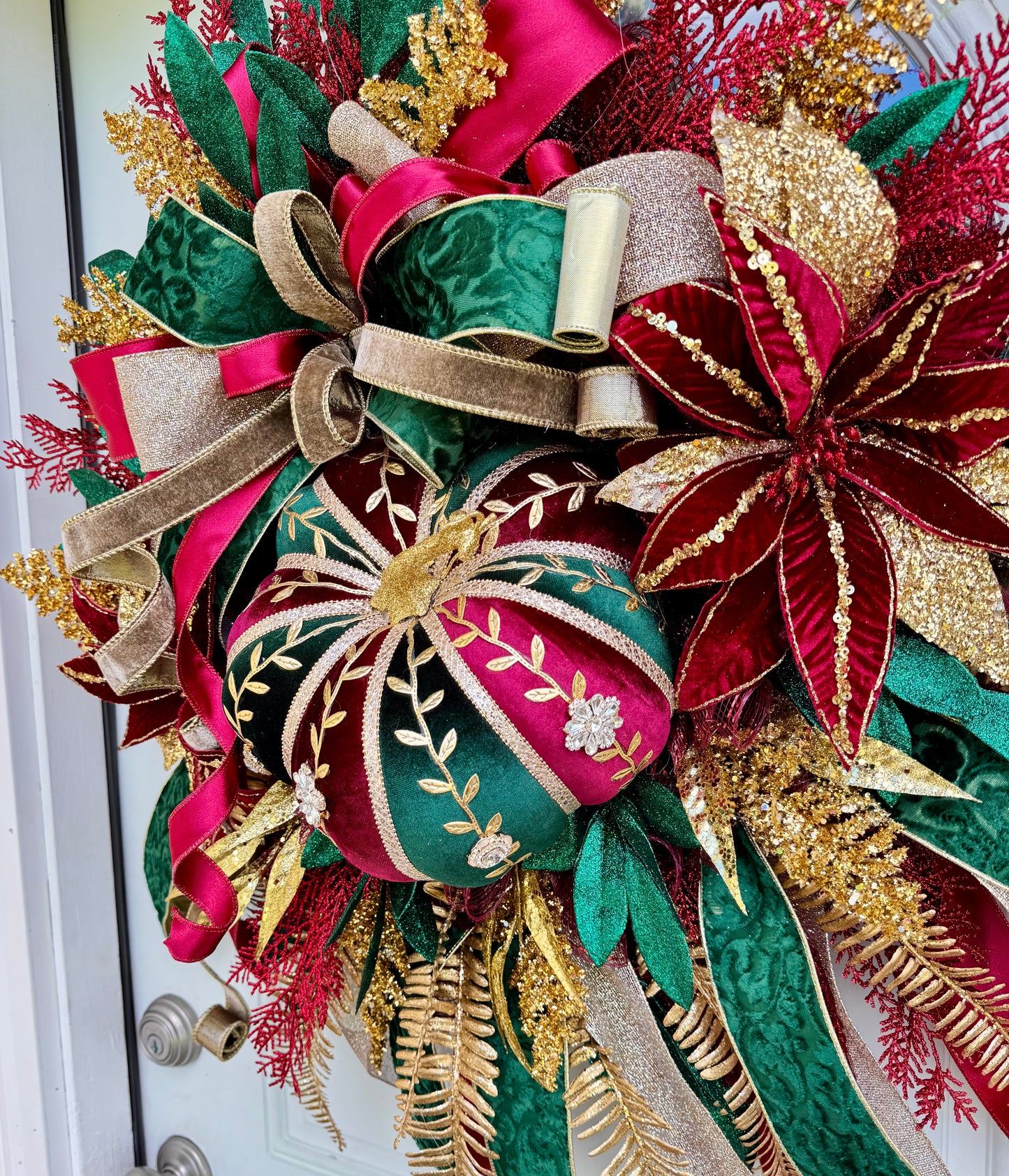 Velvet Pumpkin Glam Wreath For Fall Front Door | Autumn Porch Decor