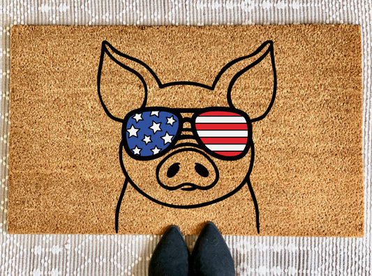 Fourth Of July Pig Doormat