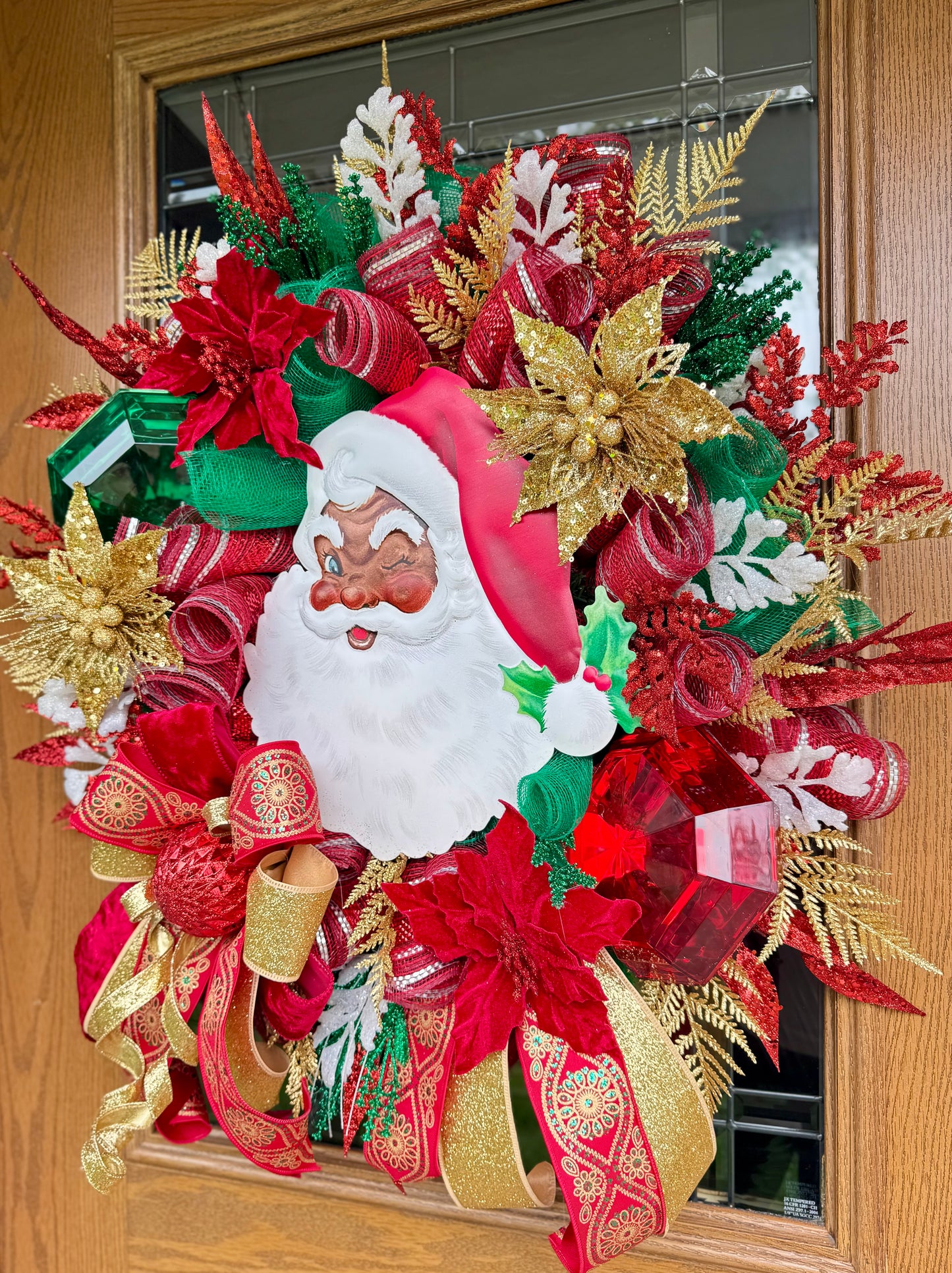 African American Santa Christmas Wreath | Santa Claus Wreath | Christmas Porch Decor