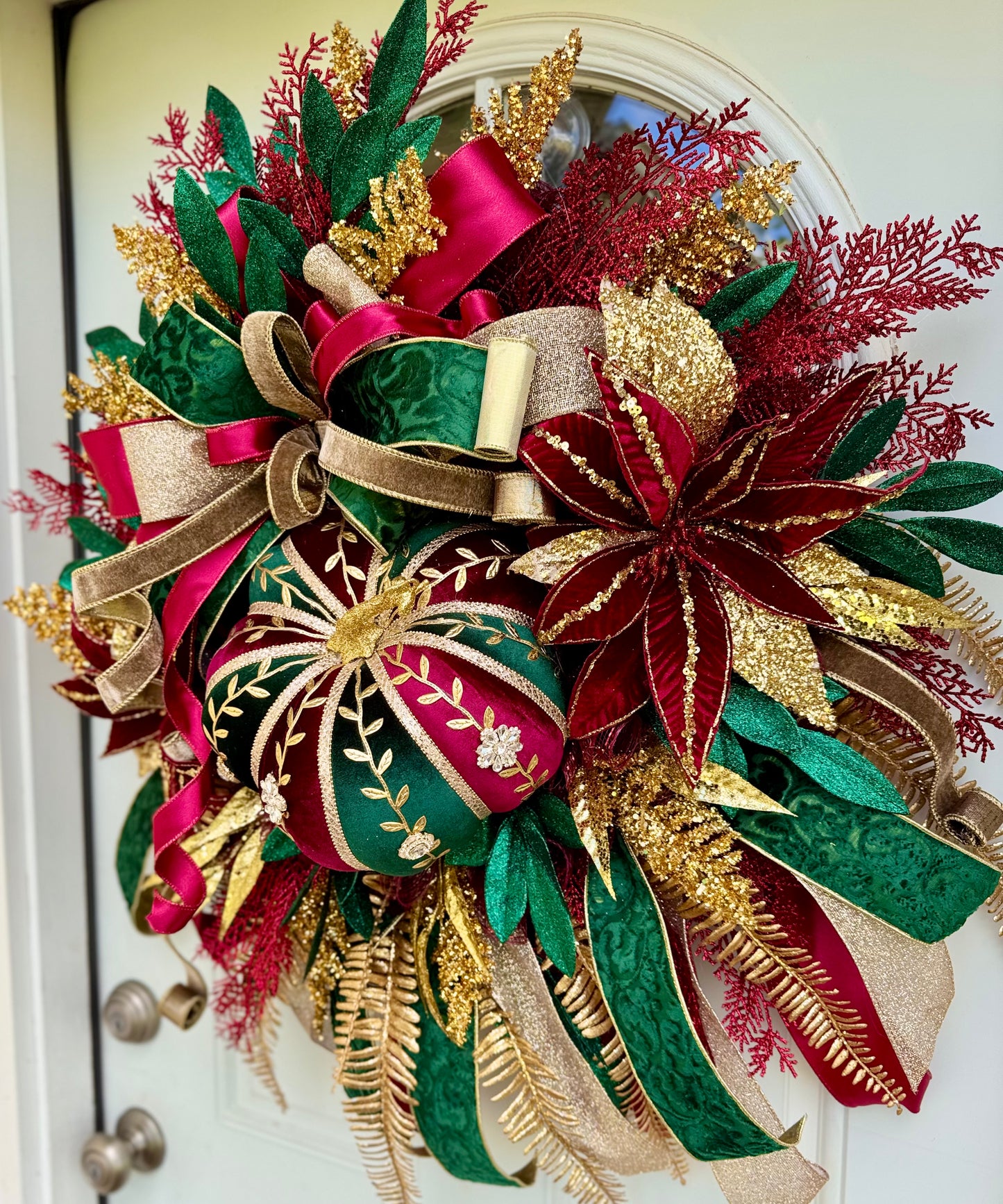 Velvet Pumpkin Glam Wreath For Fall Front Door | Autumn Porch Decor
