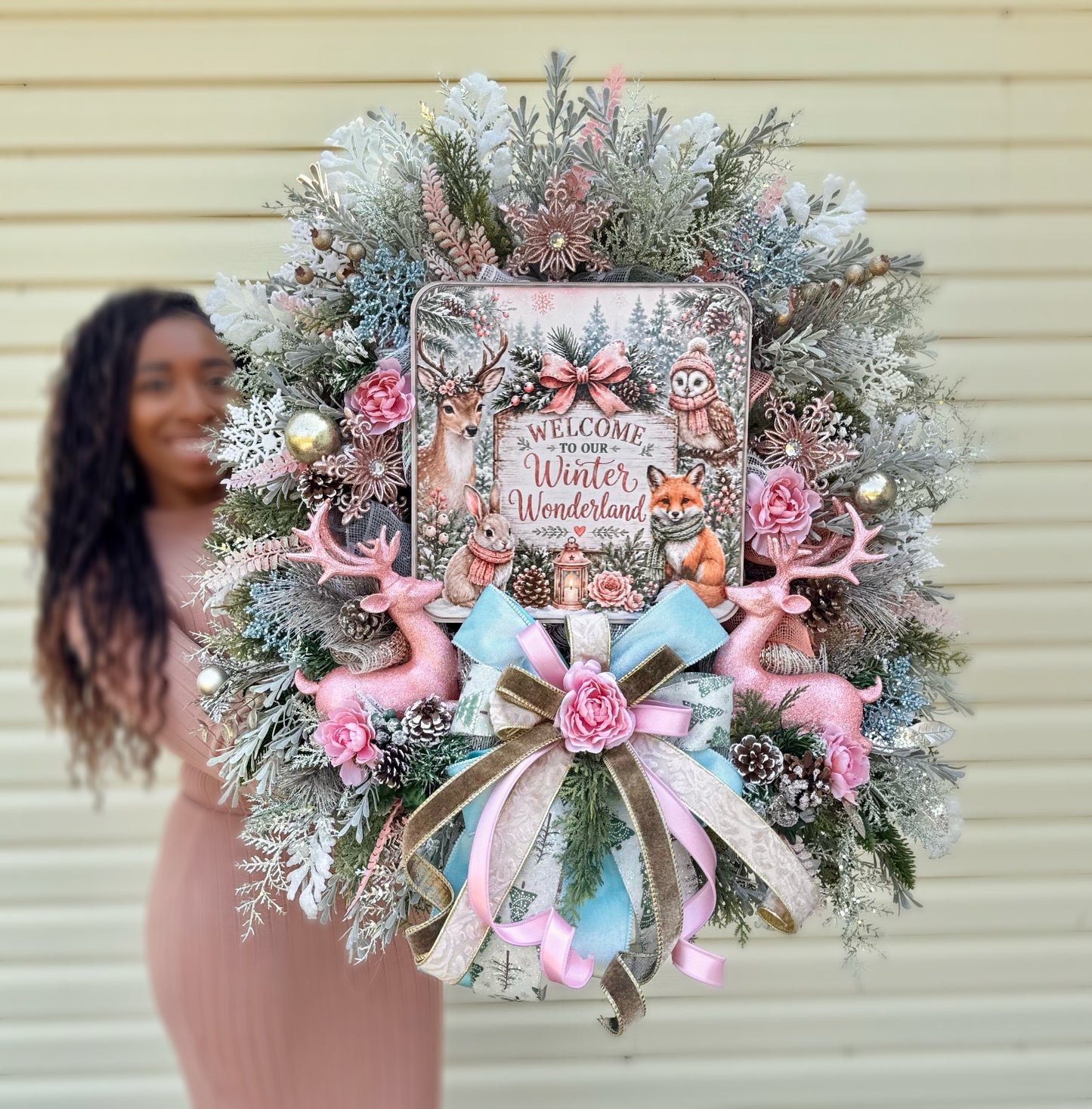 Winter Wonderland Reindeer Christmas Wreath