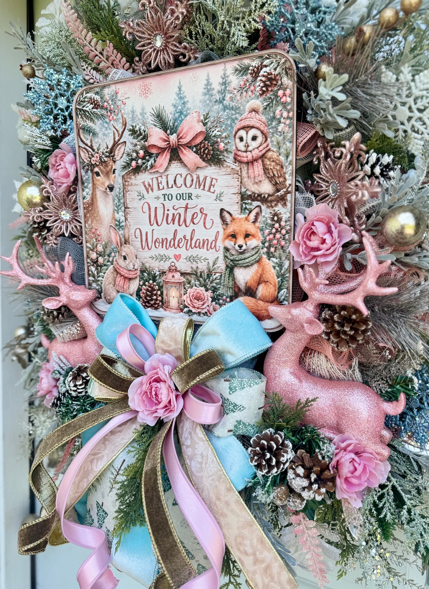 Winter Wonderland Reindeer Christmas Wreath