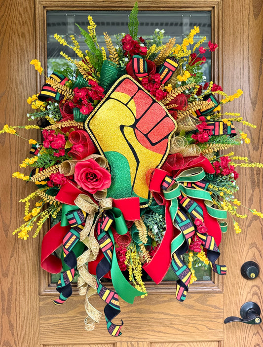 Juneteenth Raised Fist Wreath