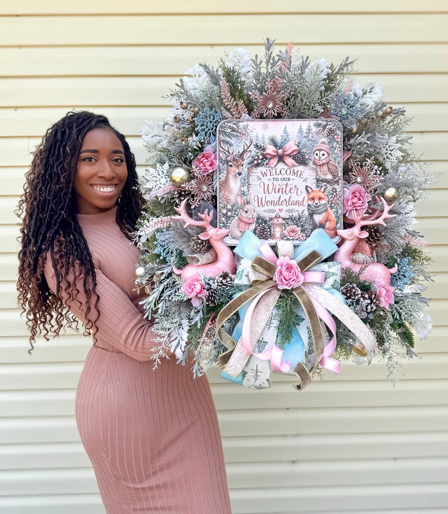 Winter Wonderland Reindeer Christmas Wreath