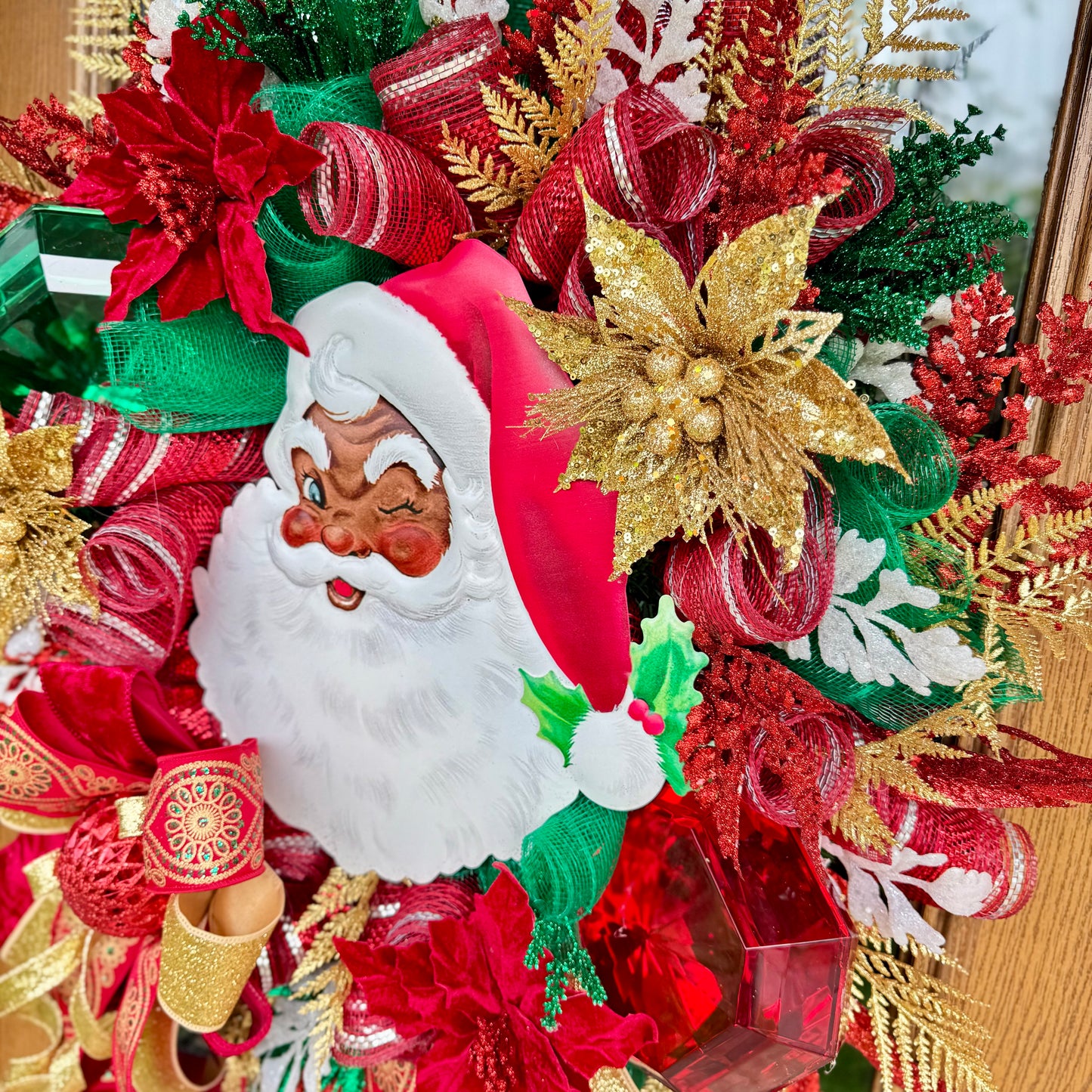 African American Santa Christmas Wreath | Santa Claus Wreath | Christmas Porch Decor