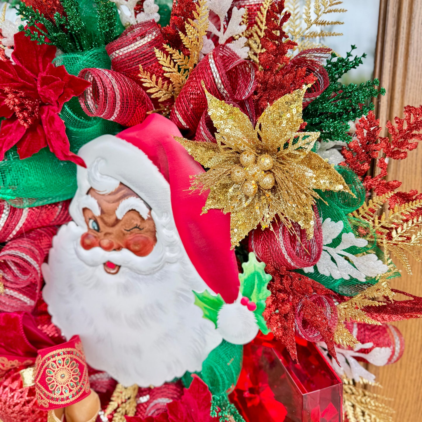 African American Santa Christmas Wreath | Santa Claus Wreath | Christmas Porch Decor