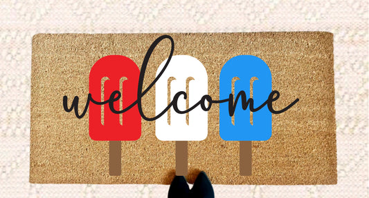 Patriotic Popsicles Welcome - Double Door Doormat