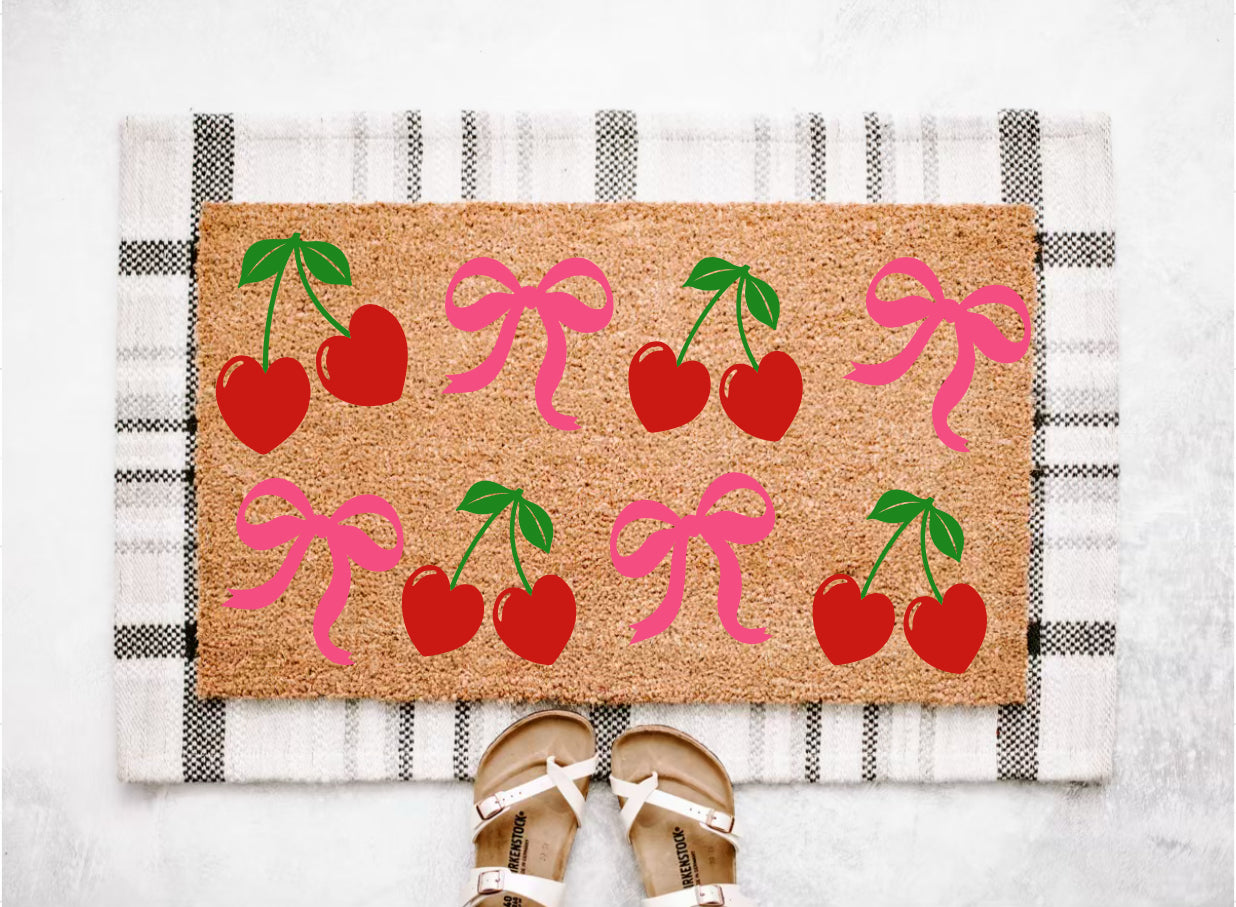 Bows And Cherries Valentine’s Day Doormat