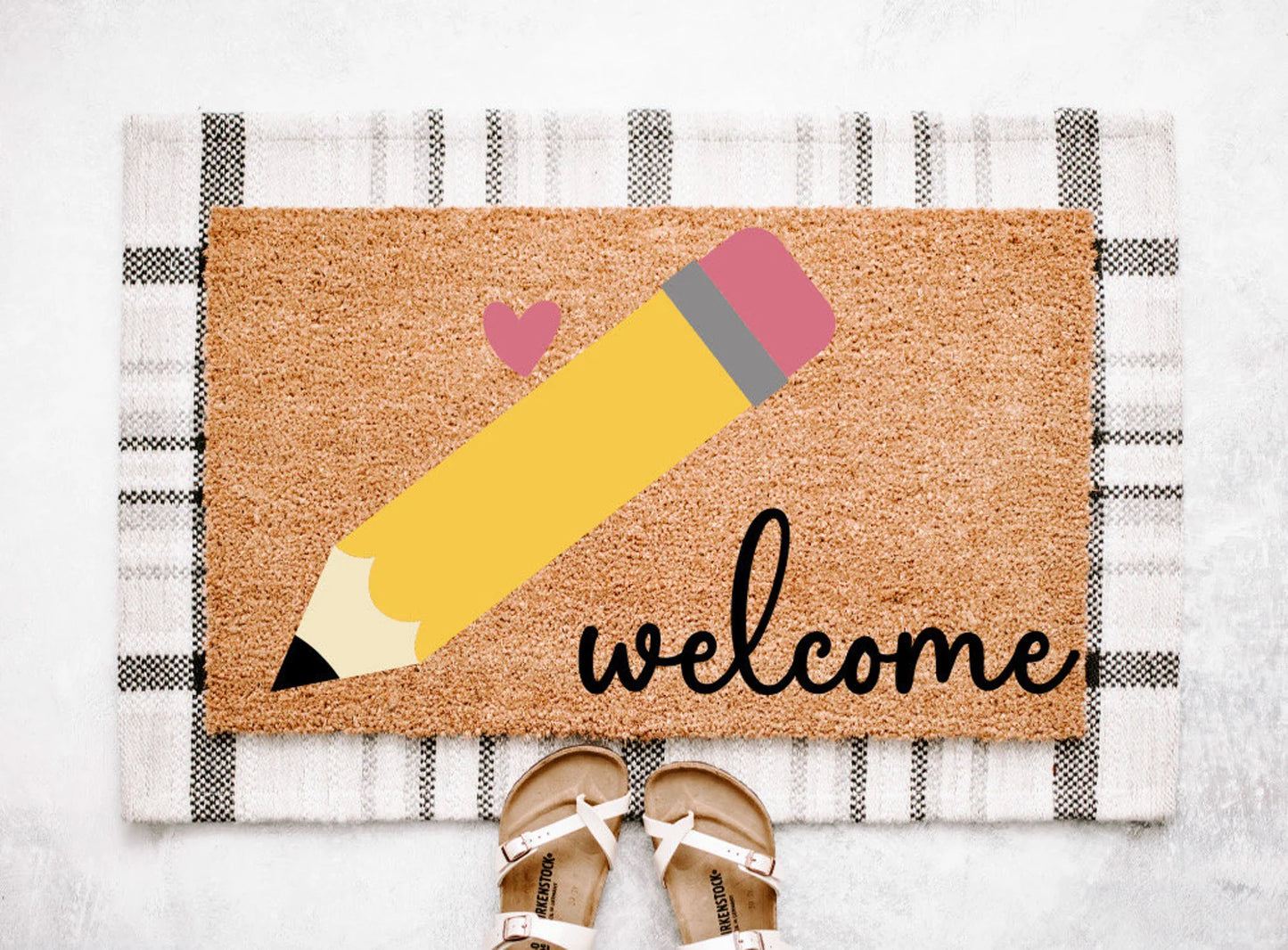 Pencil Welcome Classroom Doormat