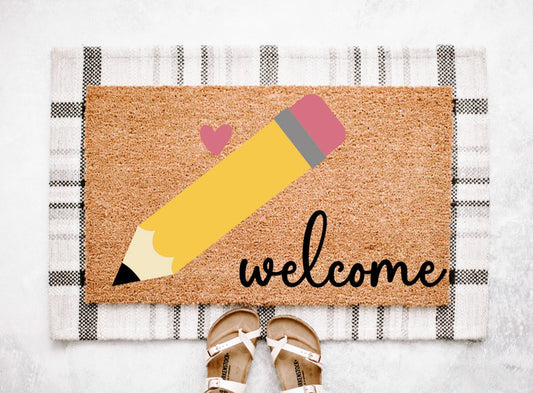 Pencil Welcome Classroom Doormat