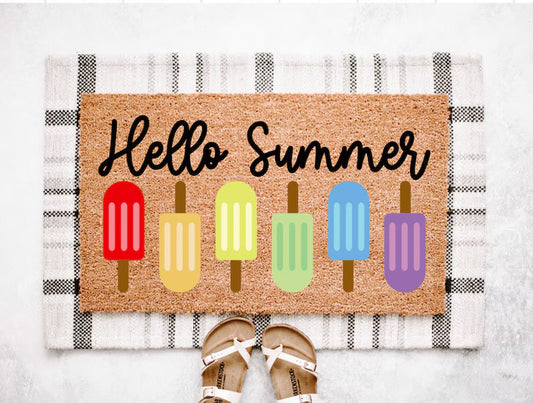 Hello Summer Popsicle Doormat