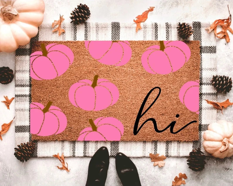 Pink Pumpkin Pattern Doormat