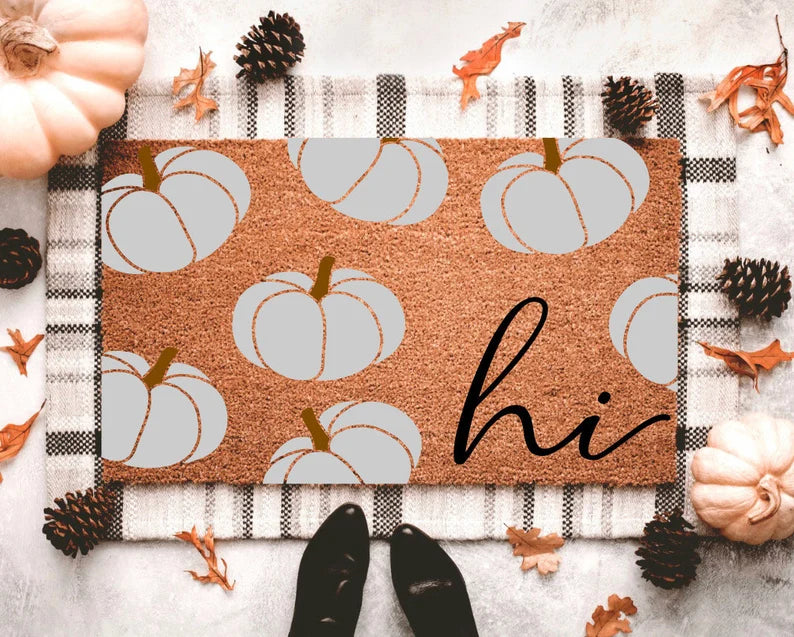 Gray Pumpkin Pattern Doormat