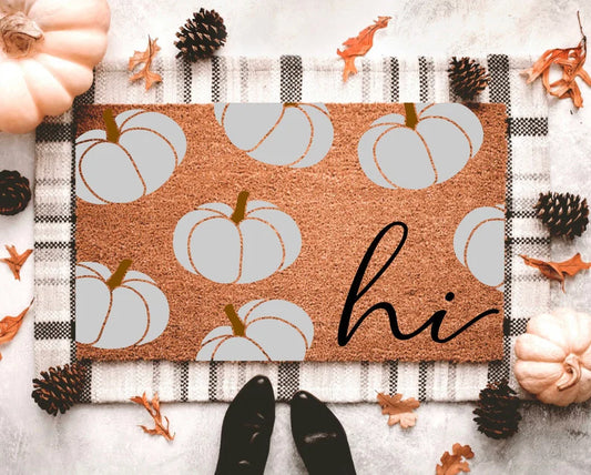 Gray Pumpkin Pattern Doormat