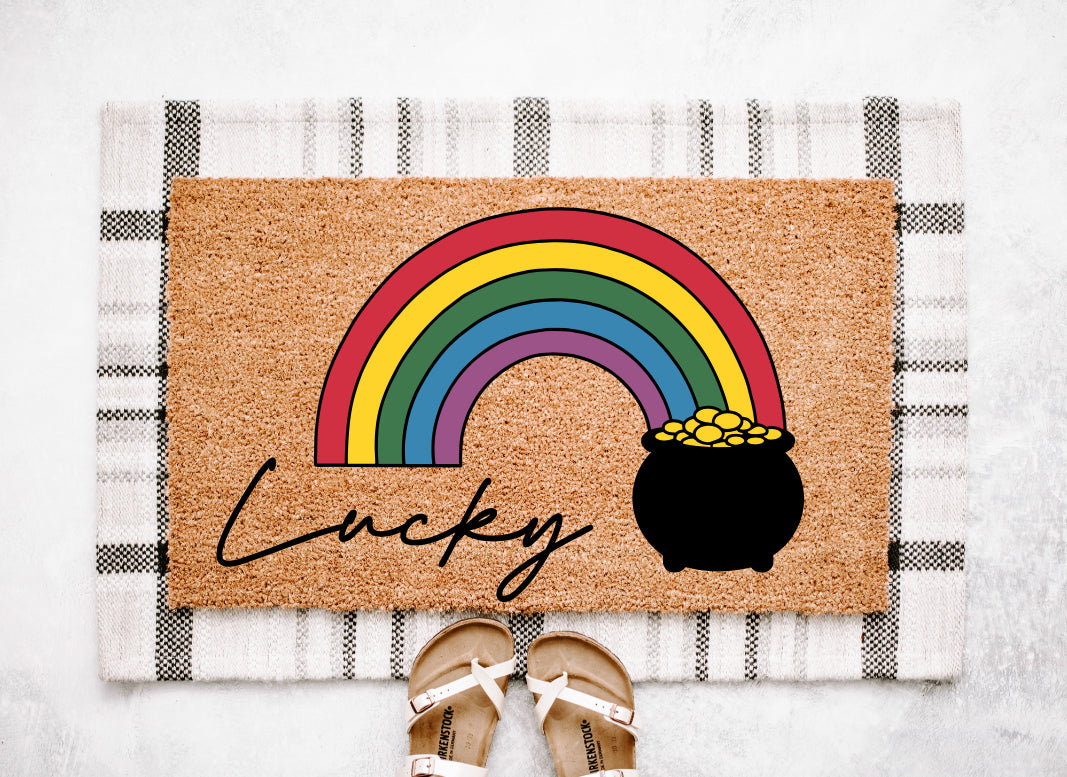 Lucky St. Patrick’s Day Doormat | Shamrock Doormat | St. Patrick’s Decor