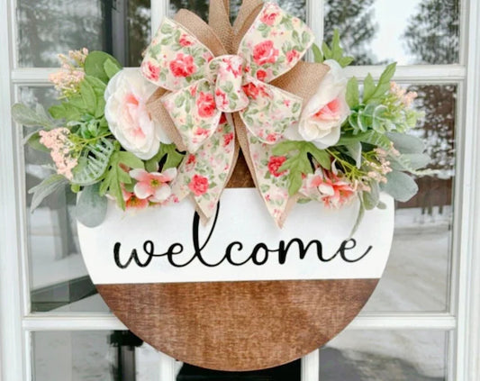 Welcome Floral Door Hanger