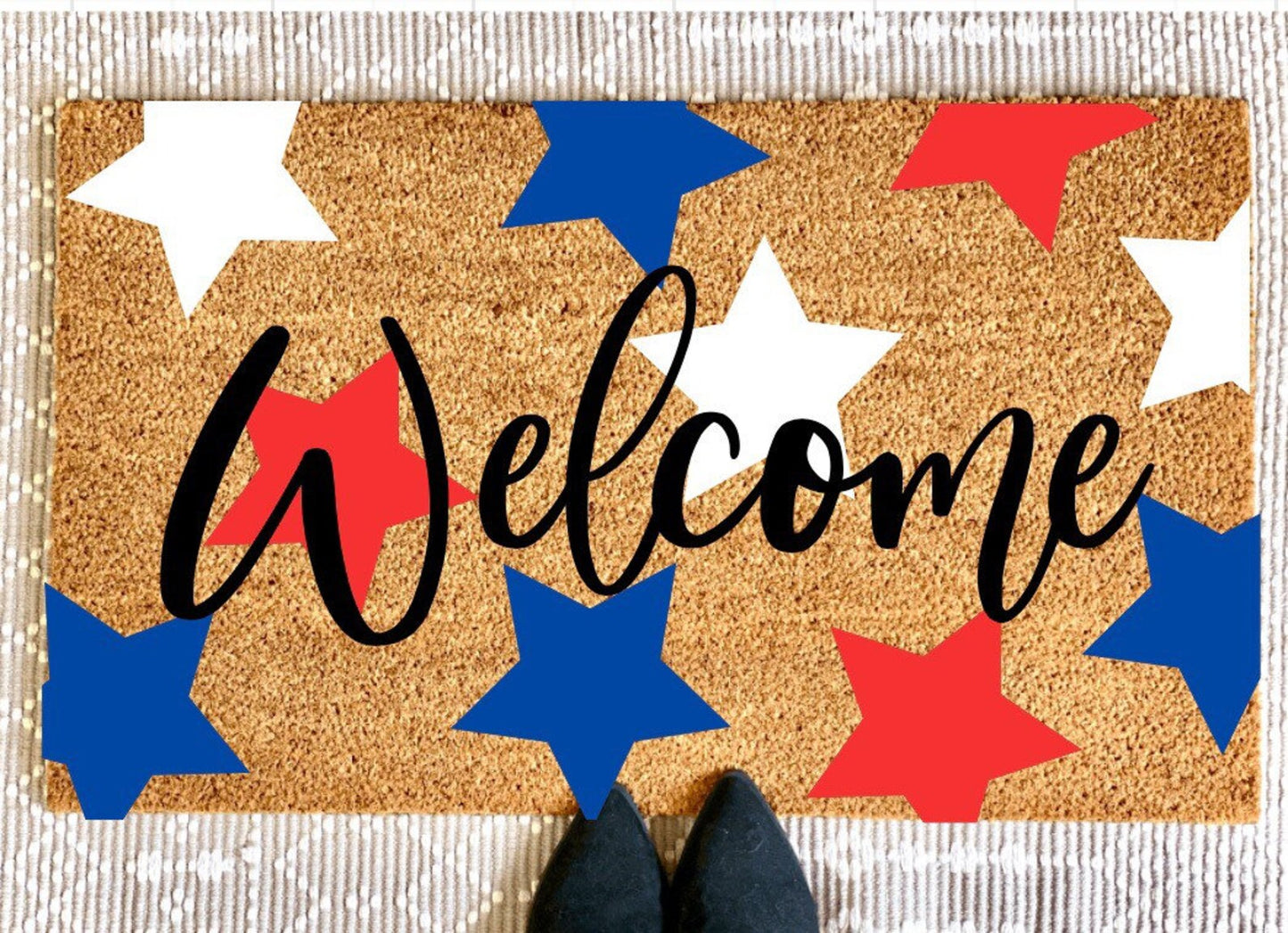 Fourth of July Star Welcome Doormat