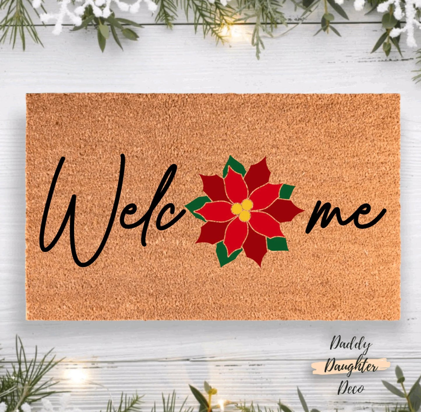Poinsettia Christmas Doormat | Christmas Porch Decor