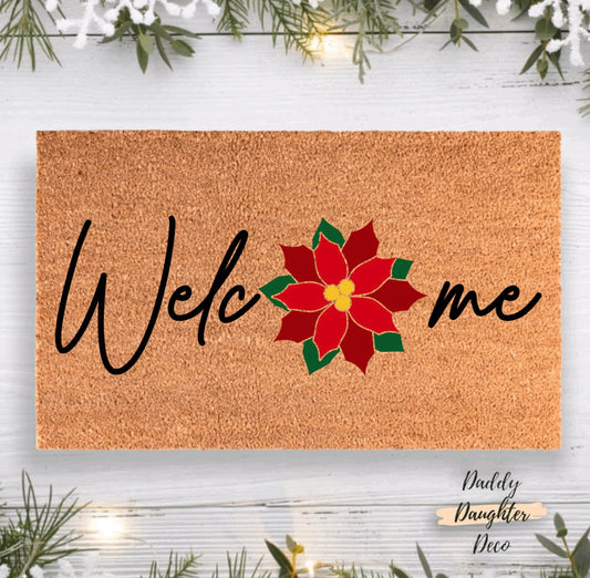Poinsettia Christmas Doormat | Christmas Porch Decor
