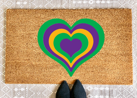 Mardi Gras Heart Doormat | Mardi Gras Doormat | Mardi Gras Decor