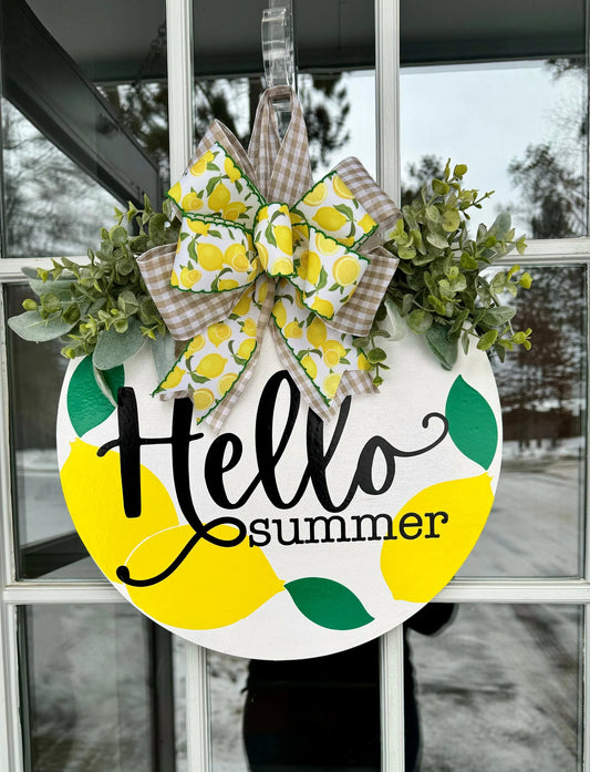 Hello Summer Lemon Door Hanger