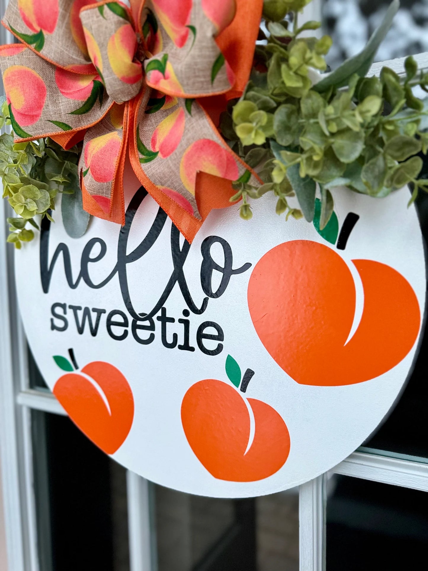 Hello Sweetie Peach Door Hanger