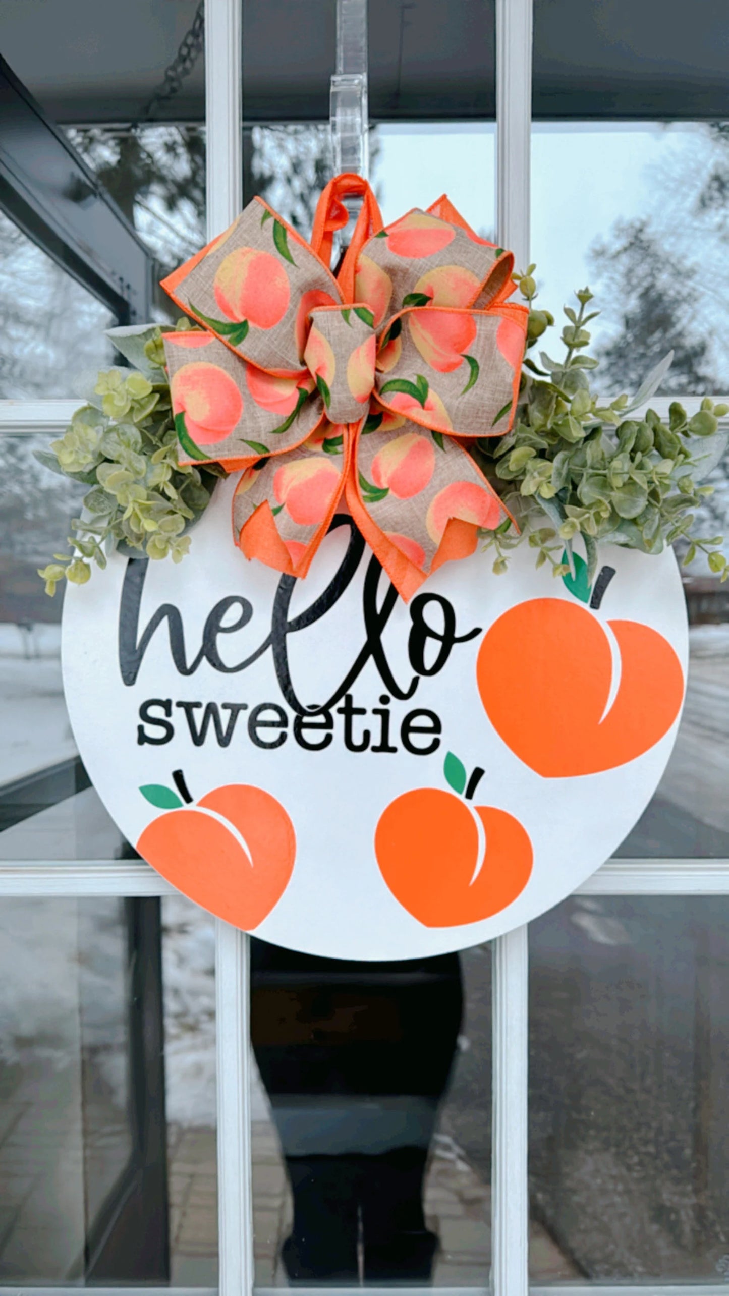 Hello Sweetie Peach Door Hanger