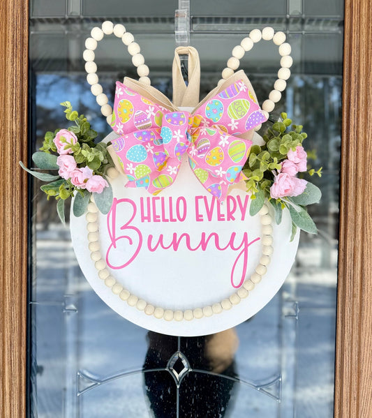 Easter Beaded Bunny Door Hanger Wreath
