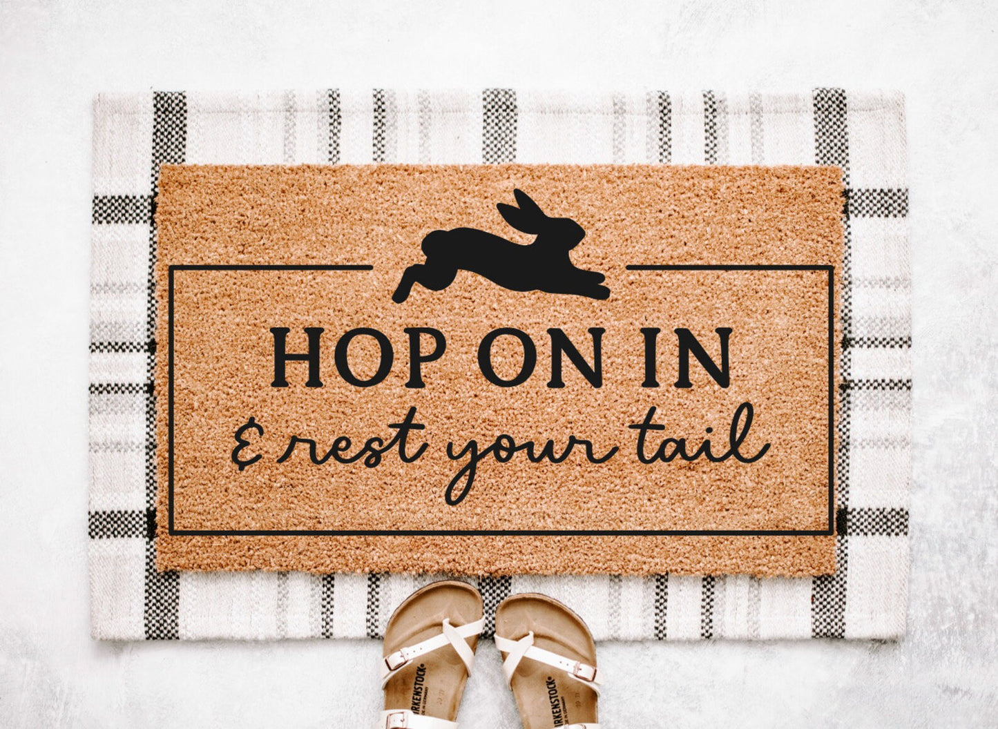 Hop On In Easter Doormat