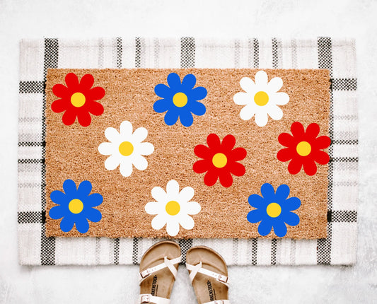 Daisy Doormat | Fourth Of July Doormat | 4th of July Decor