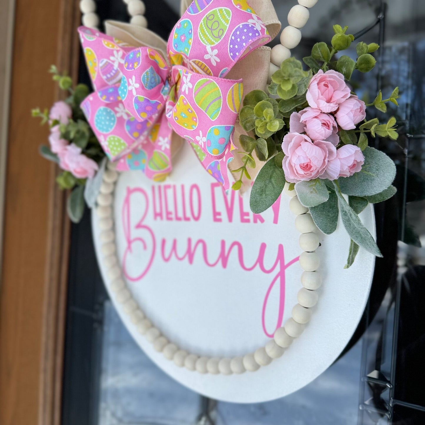 Easter Beaded Bunny Door Hanger Wreath