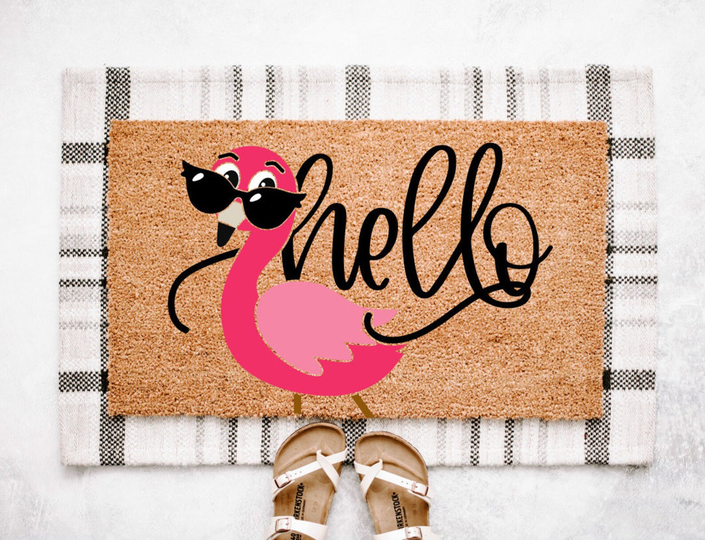 Hello Flamingo Doormat