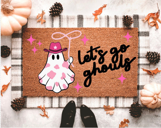 Let's Go Ghouls Halloweens Doormat | Halloween Porch Decor | Halloween Outdoor Decor