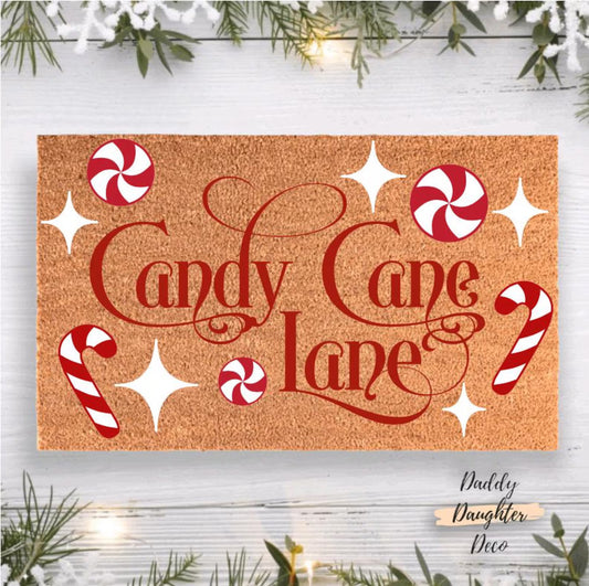 Candy Cane Lane Christmas Doormat | Christmas Porch Decor