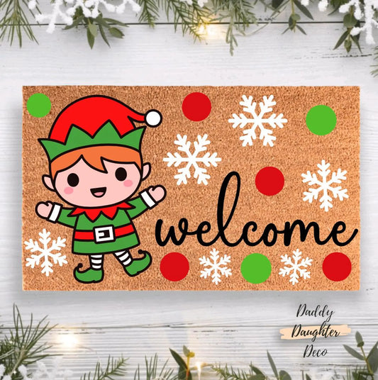 Elf Welcome Christmas Doormat | Christmas Porch Decor