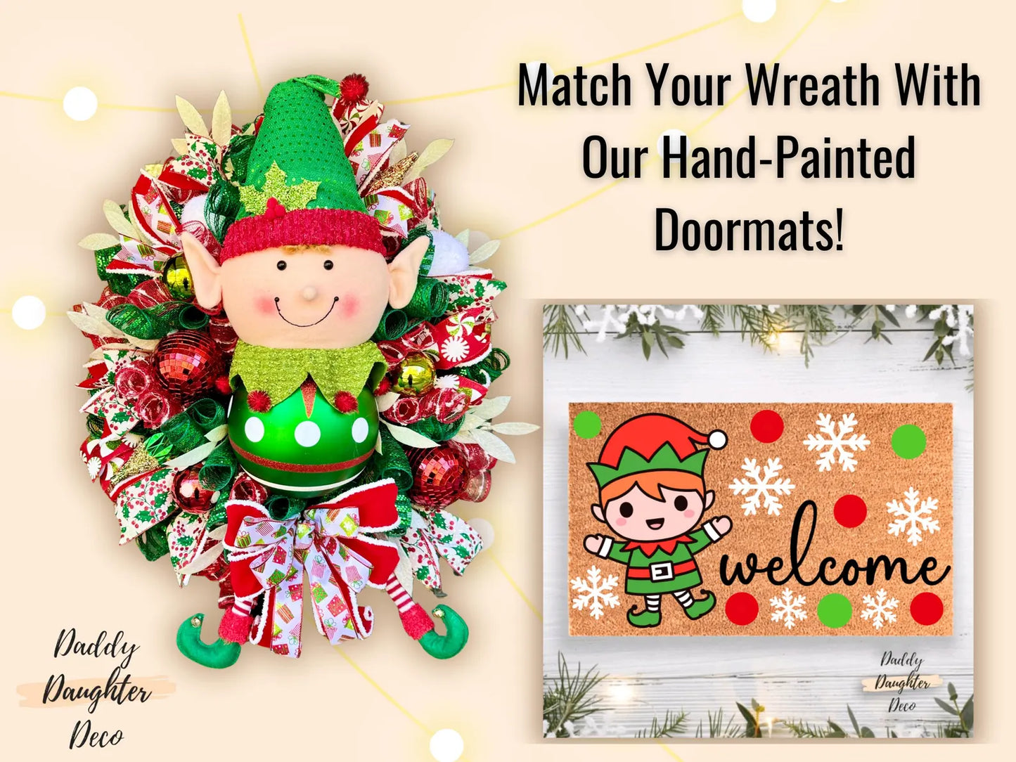 Elf Christmas Wreath | Red And Green Wreath | Christmas Wreath For Front Door