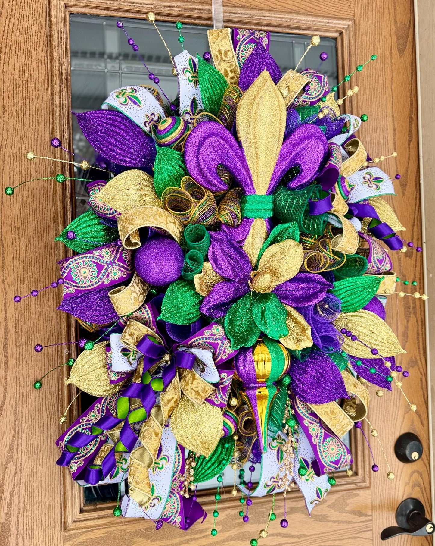 Mardi Gras Wreath For Front Door | Fleur De Lis Wreath | Mardi Gras Door Decor | Mardi Gras Decoration