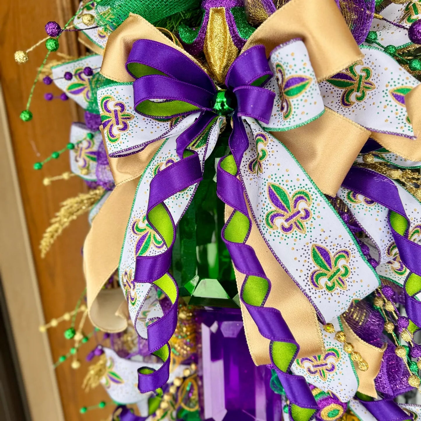 Mardi Gras Wreath For Front Door | Fleur De Lis Wreath | Mardi Gras Door Decor | Mardi Gras Swag