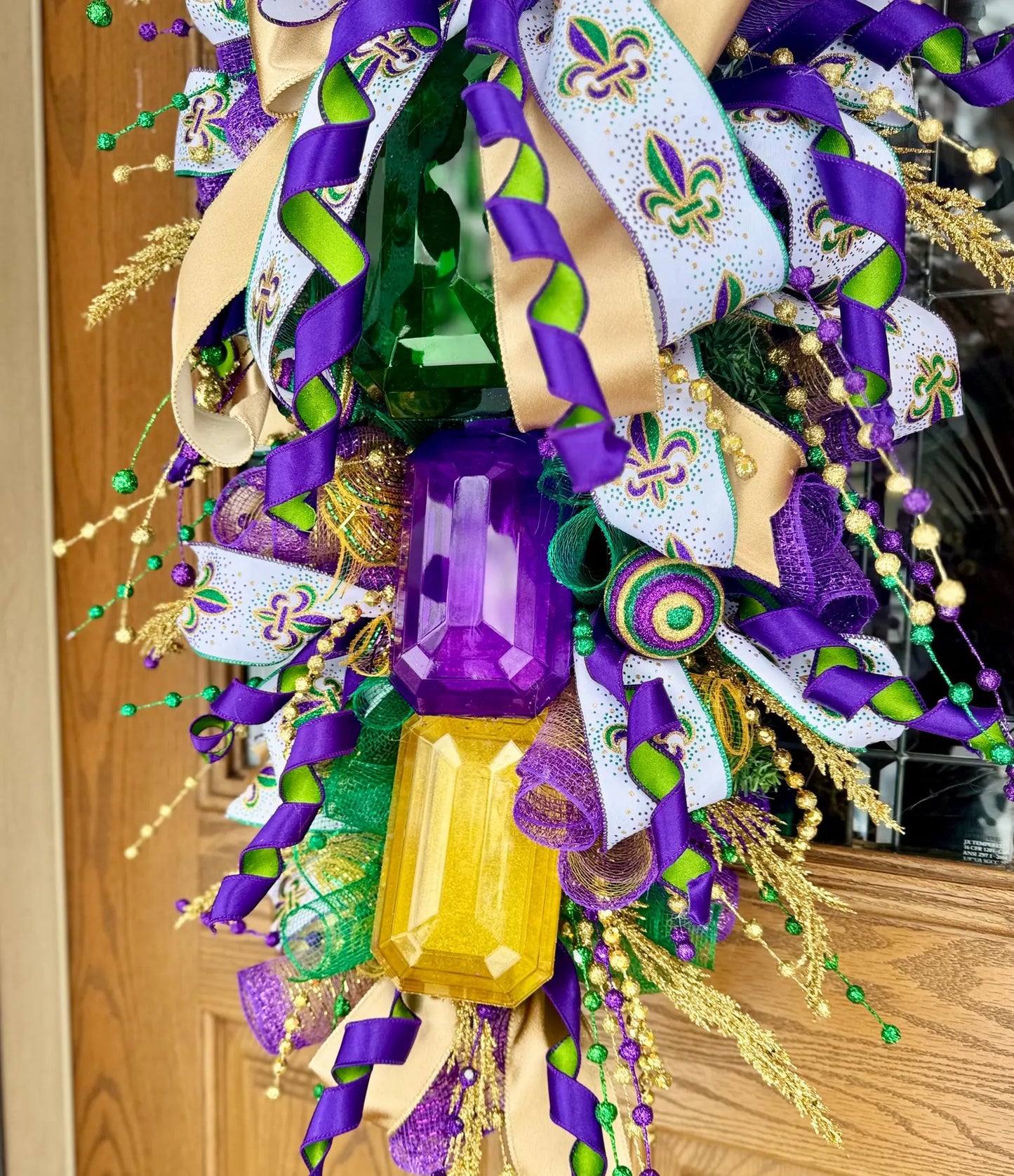 Mardi Gras Wreath For Front Door | Fleur De Lis Wreath | Mardi Gras Door Decor | Mardi Gras Swag