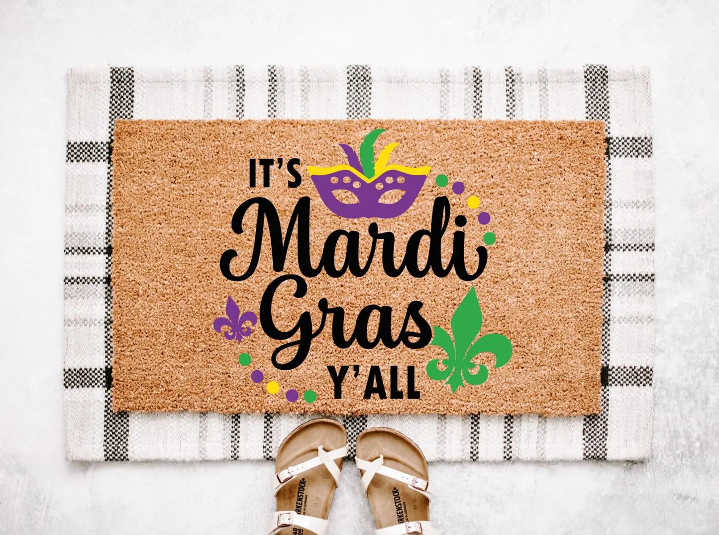 Mardi Gras Doormat | Mardi Gras Decor | New Orleans | Mardi Gras Porch Decor