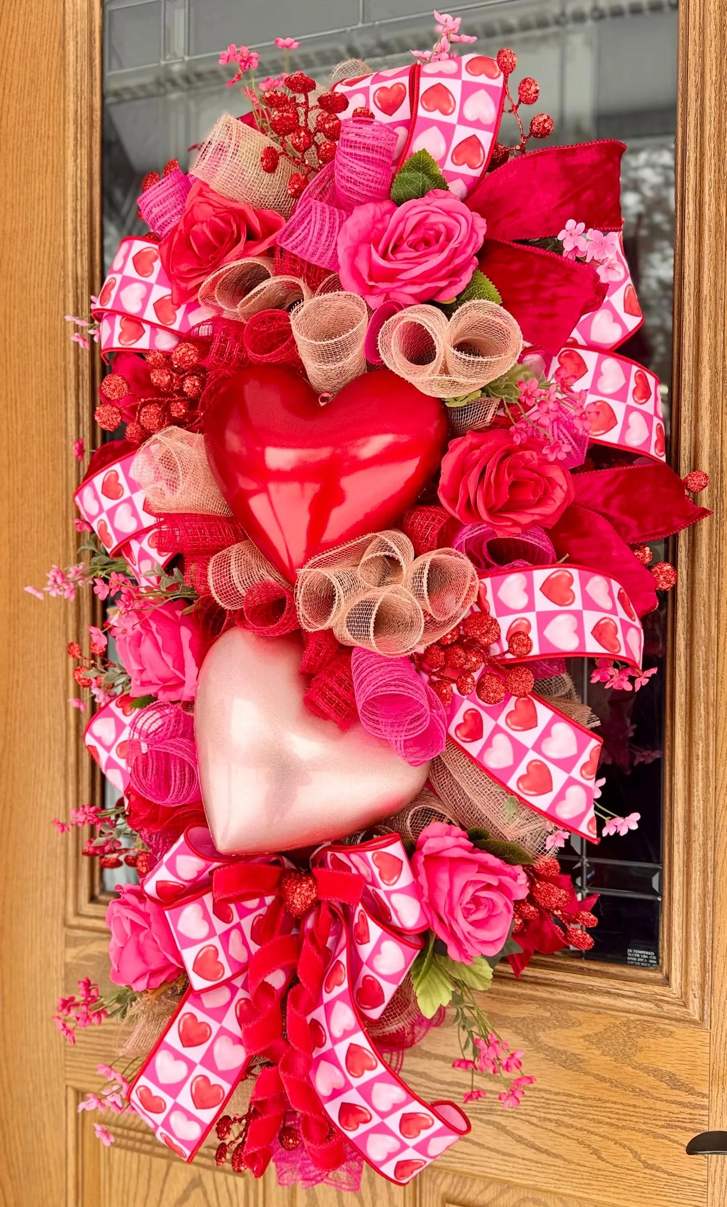 Red And Pink Heart Swag Wreath | Valentine’s Day Wreath | Valentines Day Door Decor